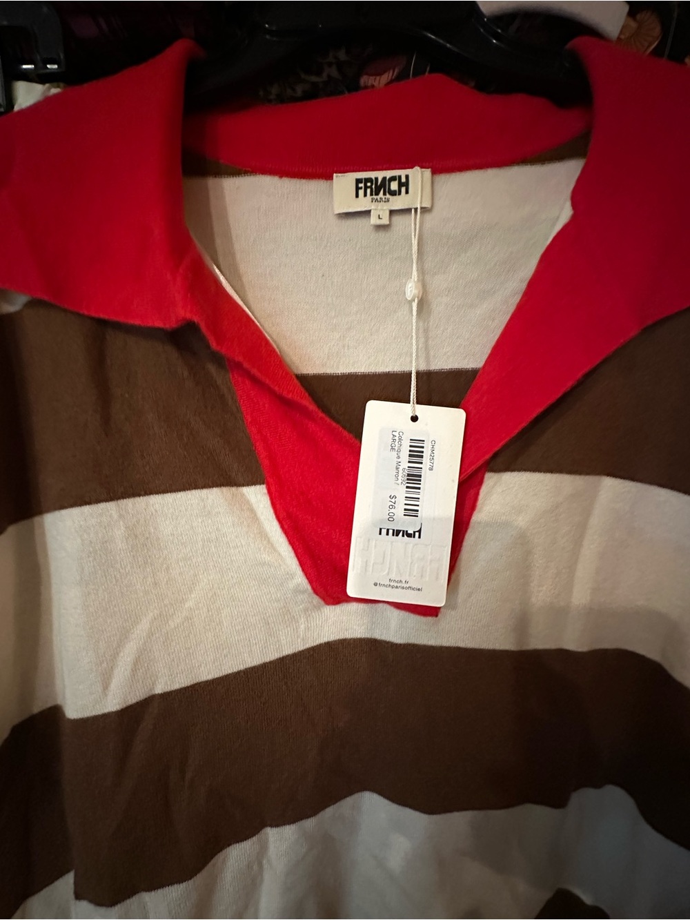 FRNCH Paris French Rugby-Stipe Sweater NWT Super-Soft Boutique L 🍁